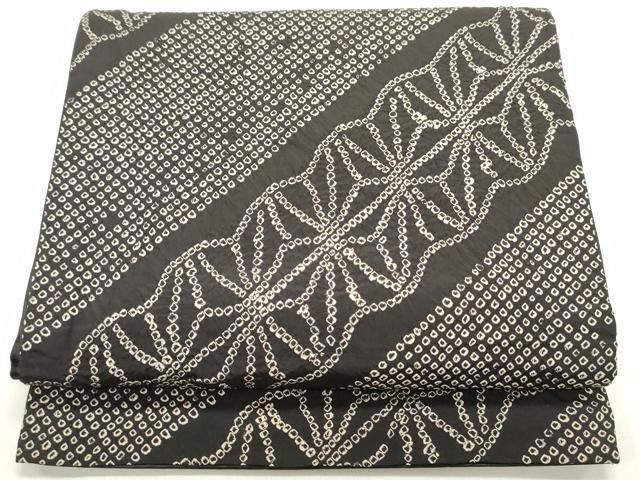 平和屋着物●アンティーク 大正ロマン 全通柄京袋帯 作家物 絞り 抽象間道 黒地 正絹 DAAW6848ob