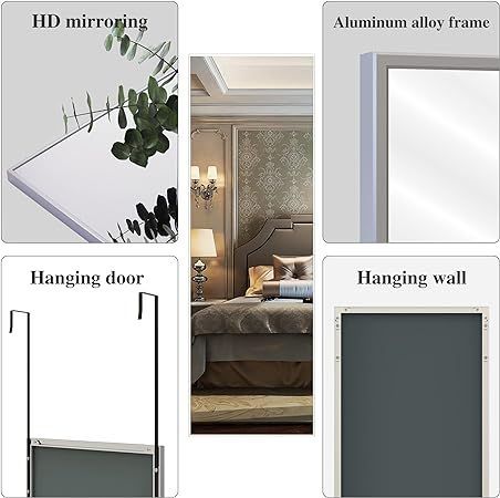 【色: シルバー】BEAUTME全身鏡 姿見鏡 全身ミラー 壁掛け 壁掛け鏡 ド