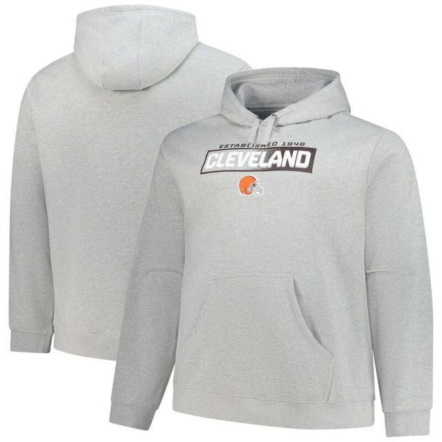 【送料無料】 ファナティクス メンズ Tシャツ トップス Men's Fanatics Heather Gray Cleveland Browns Big & Tall Down the Field Pullover Hoodie Brn Grey
