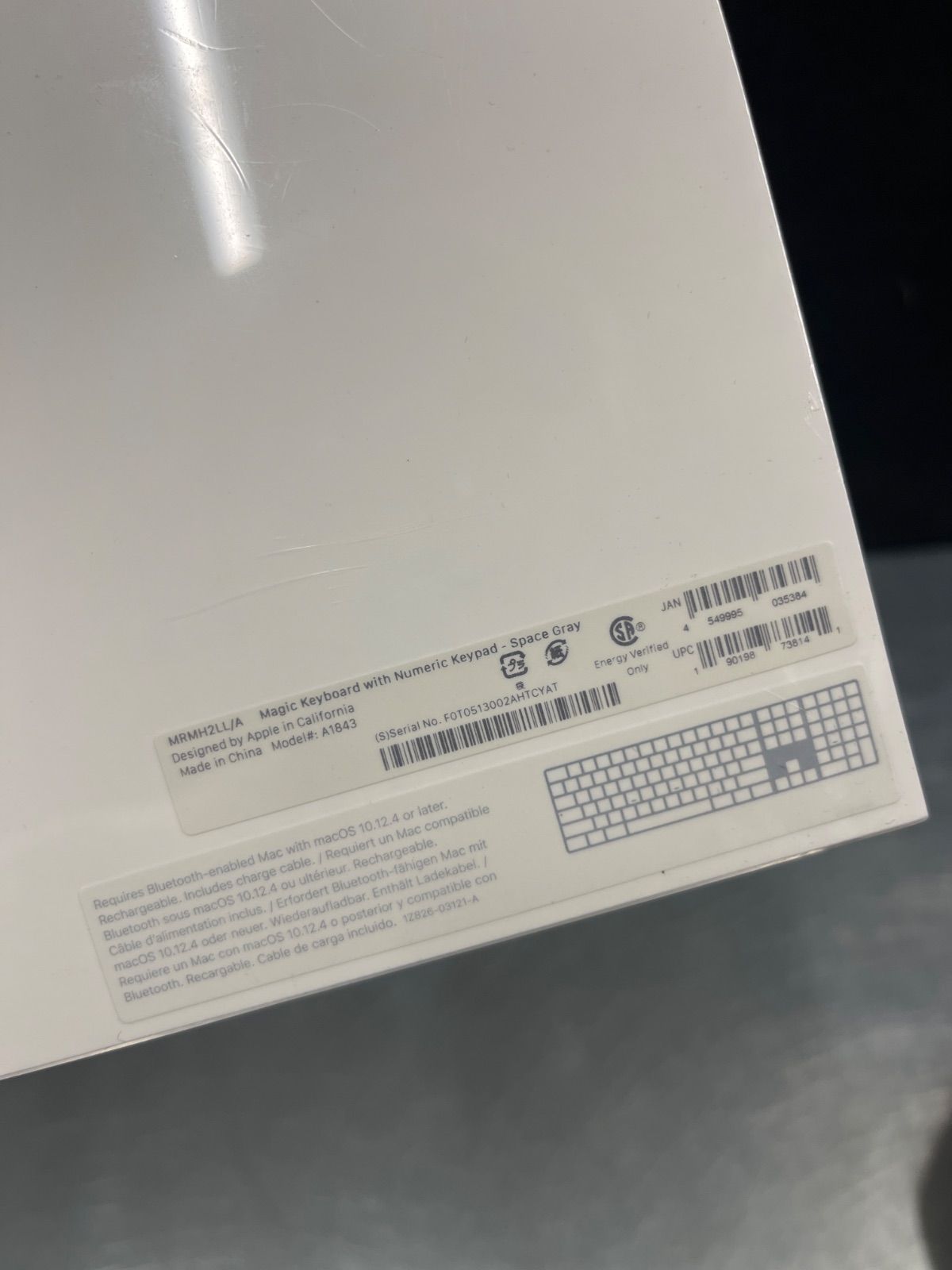 TQ103 Apple Magic Keyboard MRMH2LL|A スペースグレイ 英語US テンキー付 アップル マジックキーボード