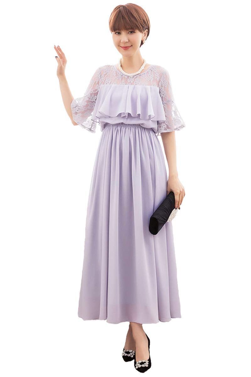 大 パーティードレス ワンピース 結婚式 ドレス レース ロングドレス 袖あり お呼ばれ エクス 謝恩会 発表会 演奏会 20代 30代 40代 50代