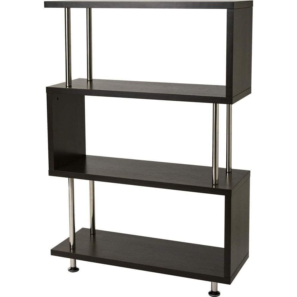 人気商品 ダークブラウン 耐荷重60㎏ 4段 幅80×奥行29.5×高さ116cm S字 パイプ 下駄箱 靴箱 オープンラック SRK-8312 収納 ディスプレイラック 本棚 アイリスプラザ