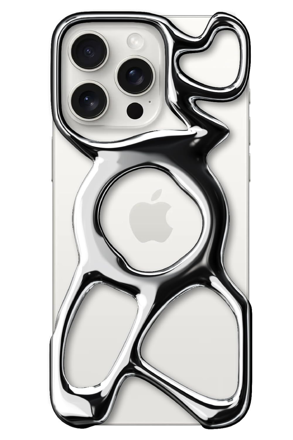 Emptiness Phone AM Case Pro MagSafe対応 16 軽量 iPhone 流動メタルデザイン シャイニーシルバー