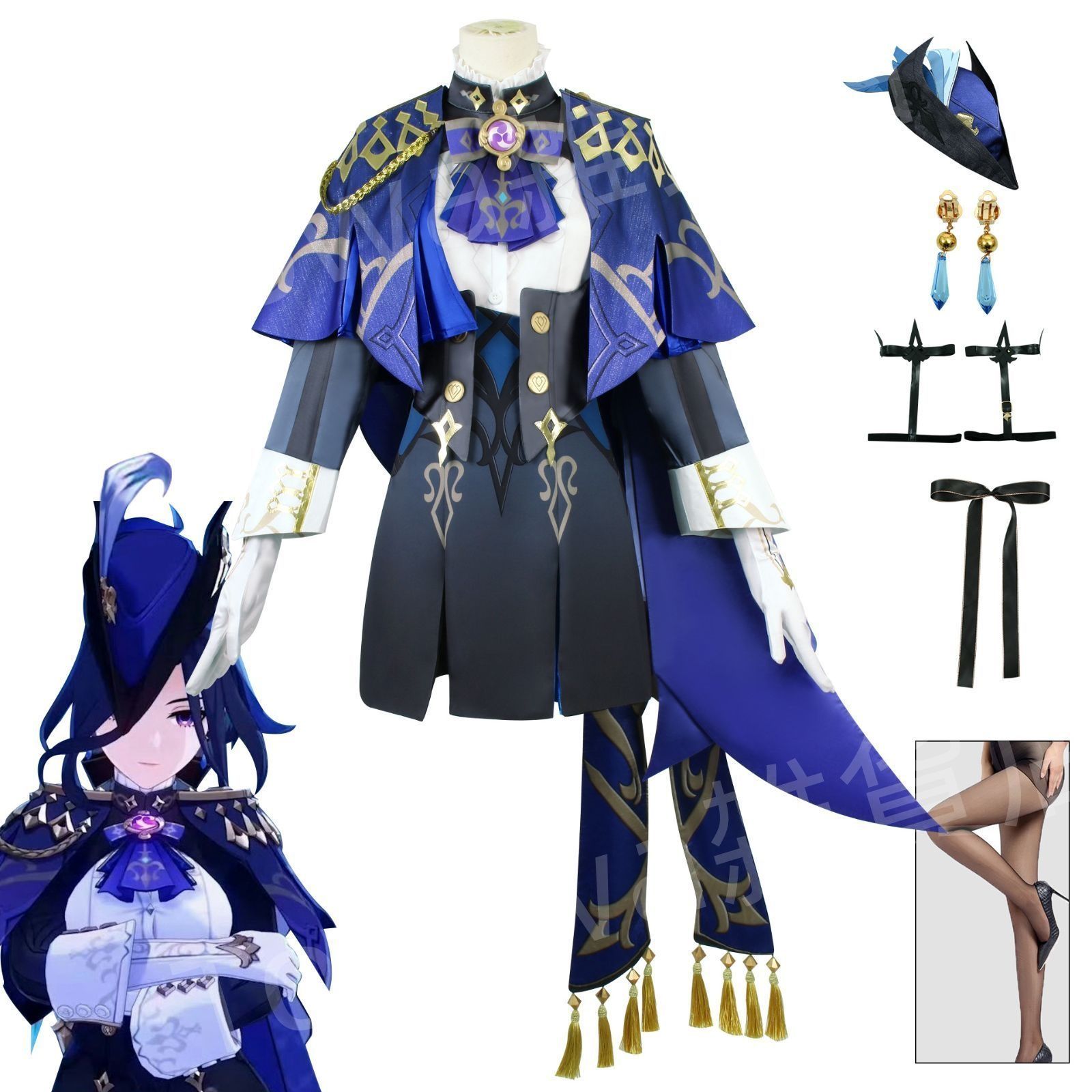 原神 Genshin クロリンデ コスプレ衣装 原神 げんしん ヒロイン Clorinde ウイッグ付き コスプレ衣装 靴追加 コスチューム ハロウィン クリスマス 制服 大人 子供 cosplay イベント co42