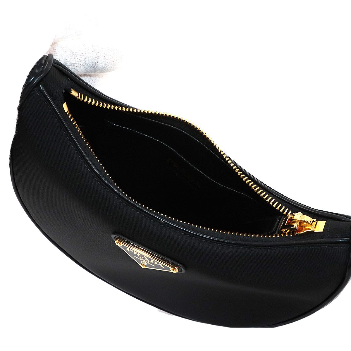 未使用 展示品 プラダ PRADA アーケ スモール 2way ハンド ショルダー バッグ ナイロン レザー ブラック 1BC194 ゴールド 金具 90281413 未使用 展示品 プラダ PRADA アーケ スモール 2way ハンド ショルダー