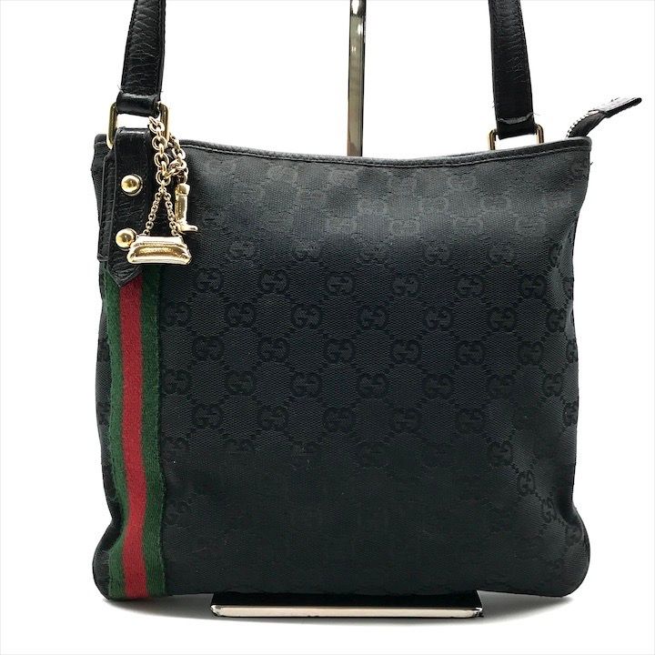 良品 GUCCI グッチ GGキャンバス ショルダー バッグ シェリーライン 