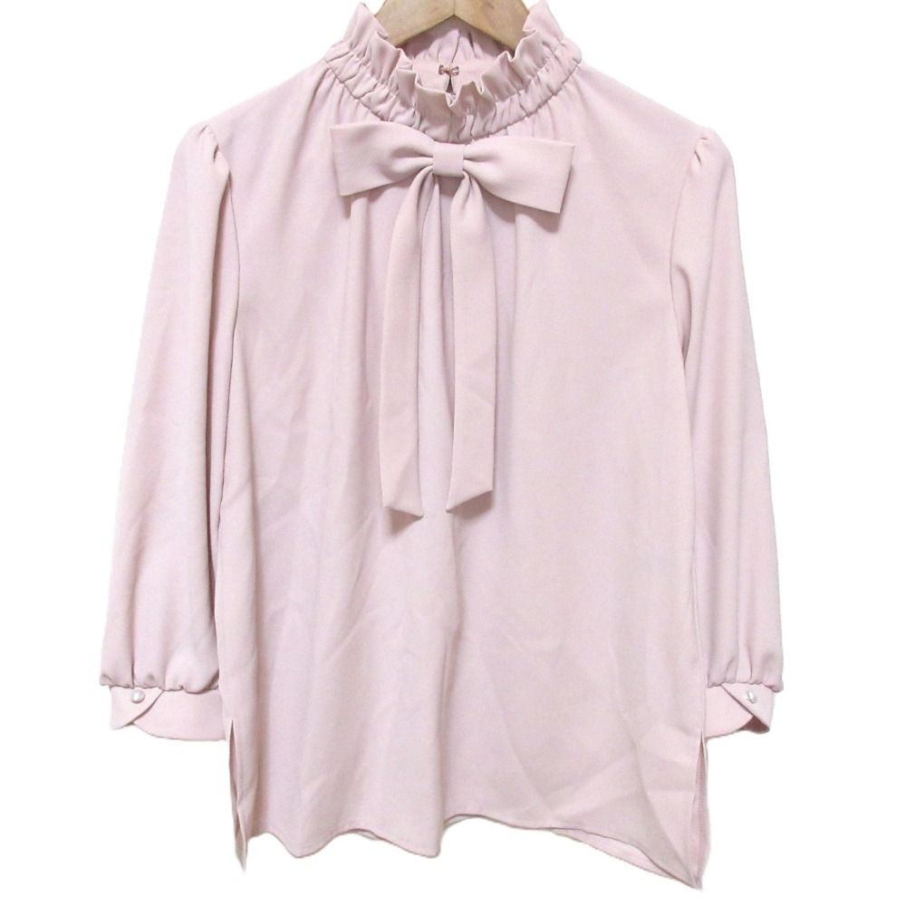 24AW Rene ルネ リボンブローチ フリル ブラウス シャツ 36 ピンク レディース 古着