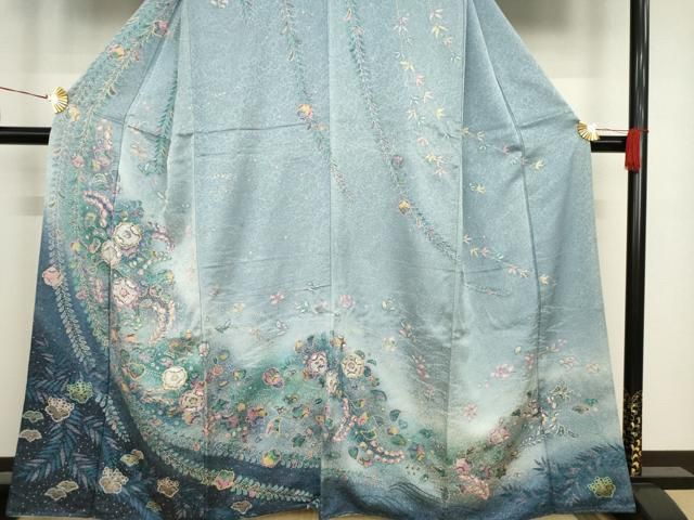 平和屋着物○訪問着 辻が花 絞り 舞花文 暈し染め 金彩 正絹