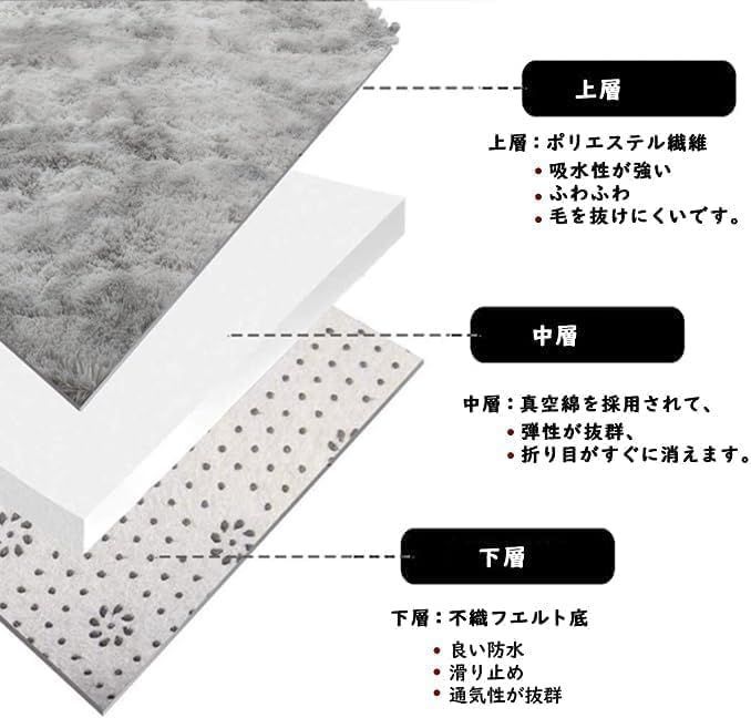 【最短発送】160*200) ８枚滑り止めシート付き(2畳グレー 床暖房対応 冷房 秋冬 ふわふわ 防臭 抗菌 滑り止め付 防ダニ 絨毯 ラグマット極厚毛足約4.0cm 長方形 北欧 洗えるラグ SpyFlyLie カーペッ