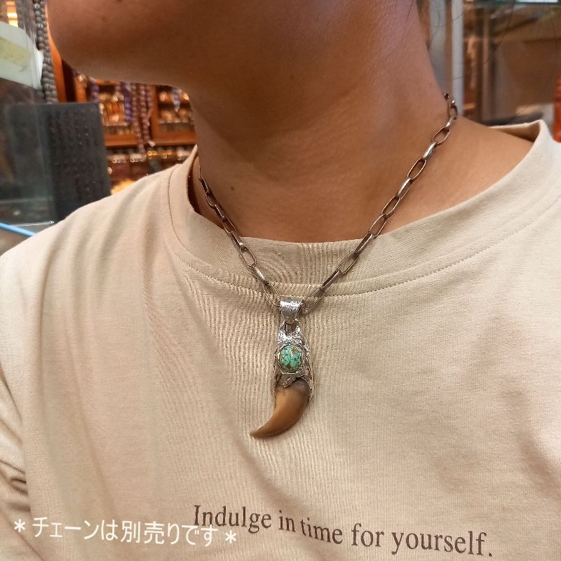 rym-7 ベアクロー ターコイズペンダント【熊爪】ネックレス