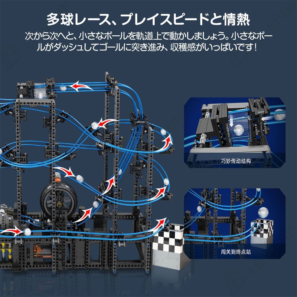 MouldKing 公式品 モデルブロック 2438pcs 積み木 模型 14+歳 ボールジェットコースター GCC レール 運搬 電動積み木玩具  工場パイプラインモデル パッチワークおもちゃ 高難度 組み木 子供 男の子 女の子 教育玩具 知育 モデル