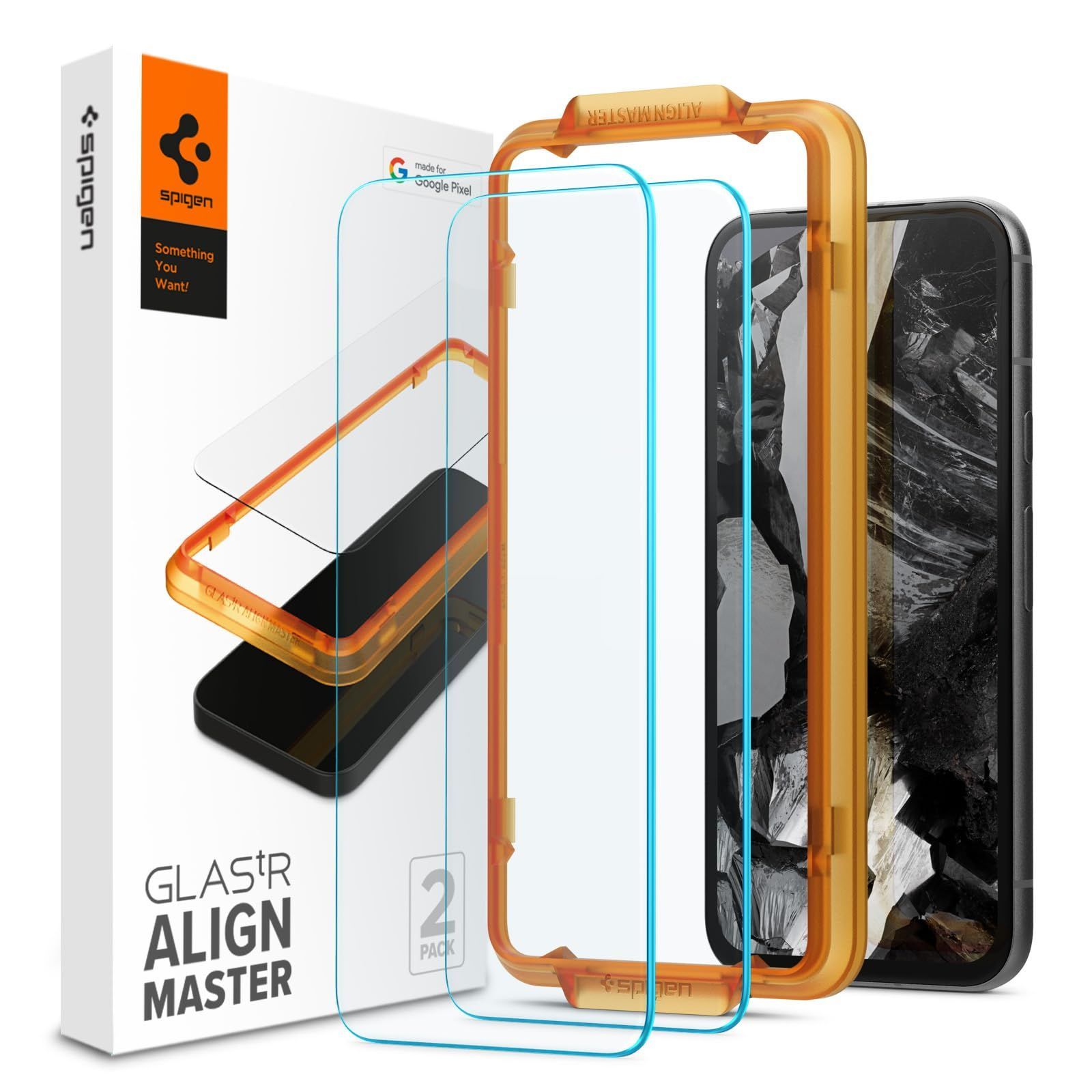 AGL07464 AlignMaster 指導吸着 インカメ保護 指紋認証対応 フィルム 対応 pixel8 2枚入 ガイド枠付き ガラスフィルム Pixel8a Google Spigen