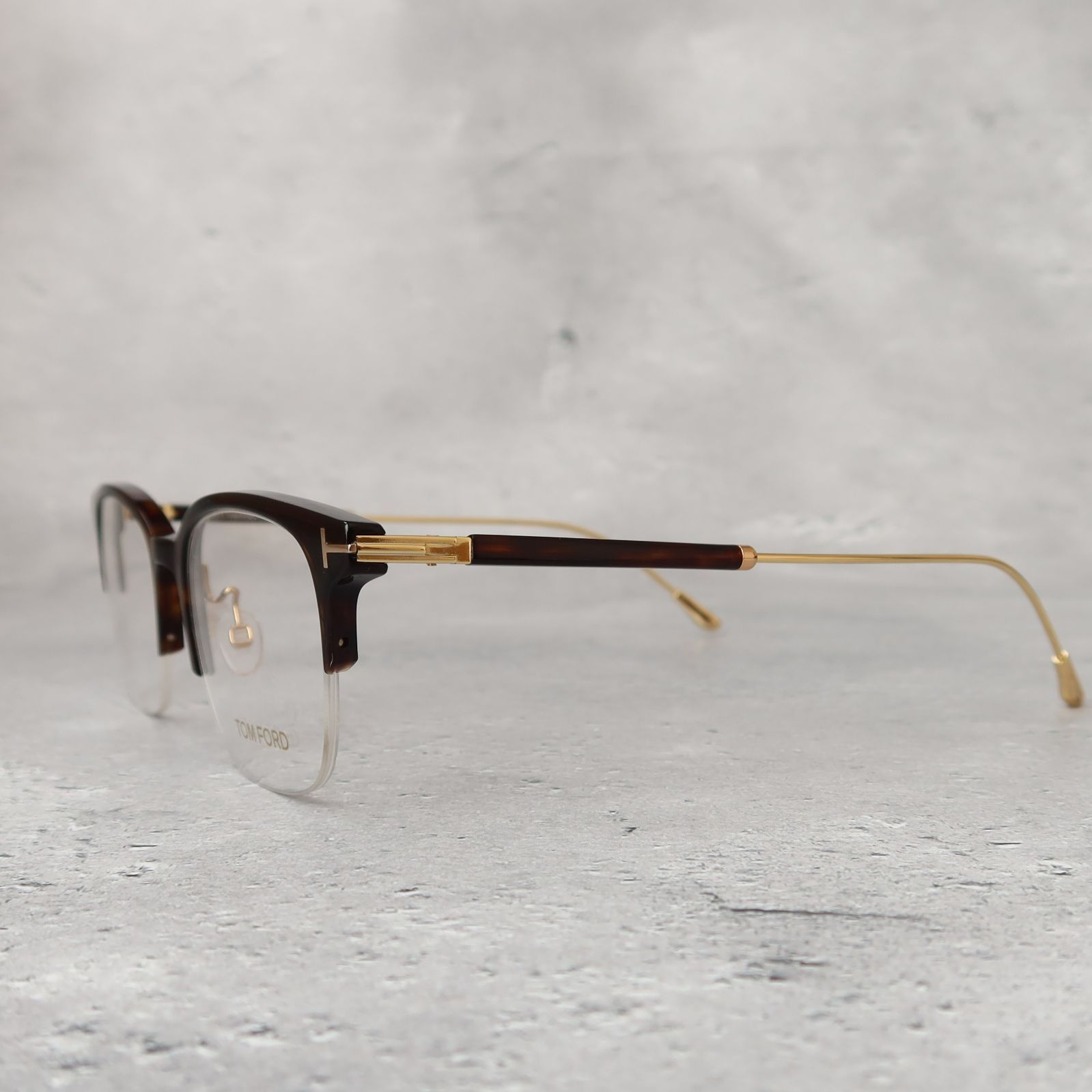 メガネ トムフォード ハーフリム べっ甲柄 ゴールド アジアン