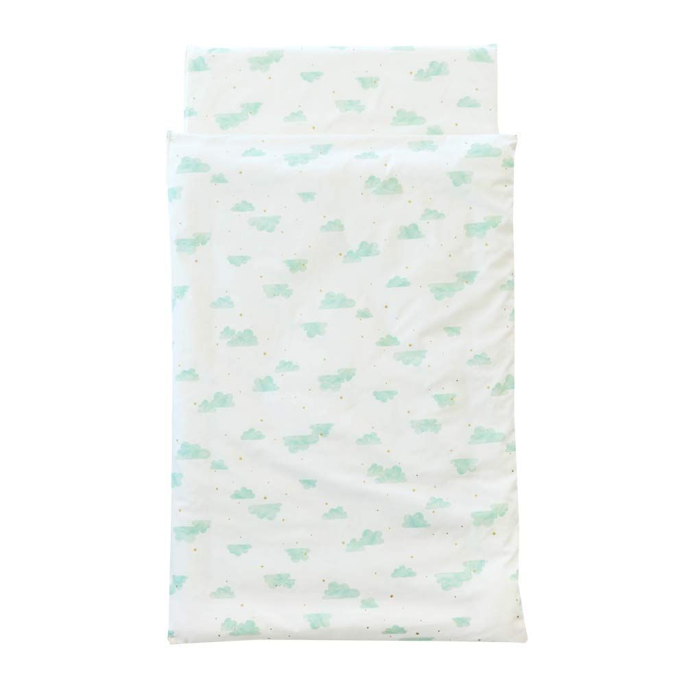 Color フラッフィー 雲柄 サンデシカ 全部洗える お昼寝布団5点セット かばん アイロンネーム付き フラッフィー 雲柄 5個アソート