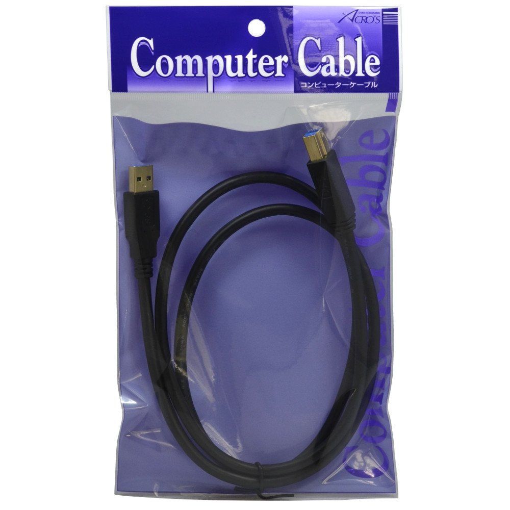 アクロス USB 3.0ケーブルA-Bタイプ ブラック 1 m AZB 3-10 BK