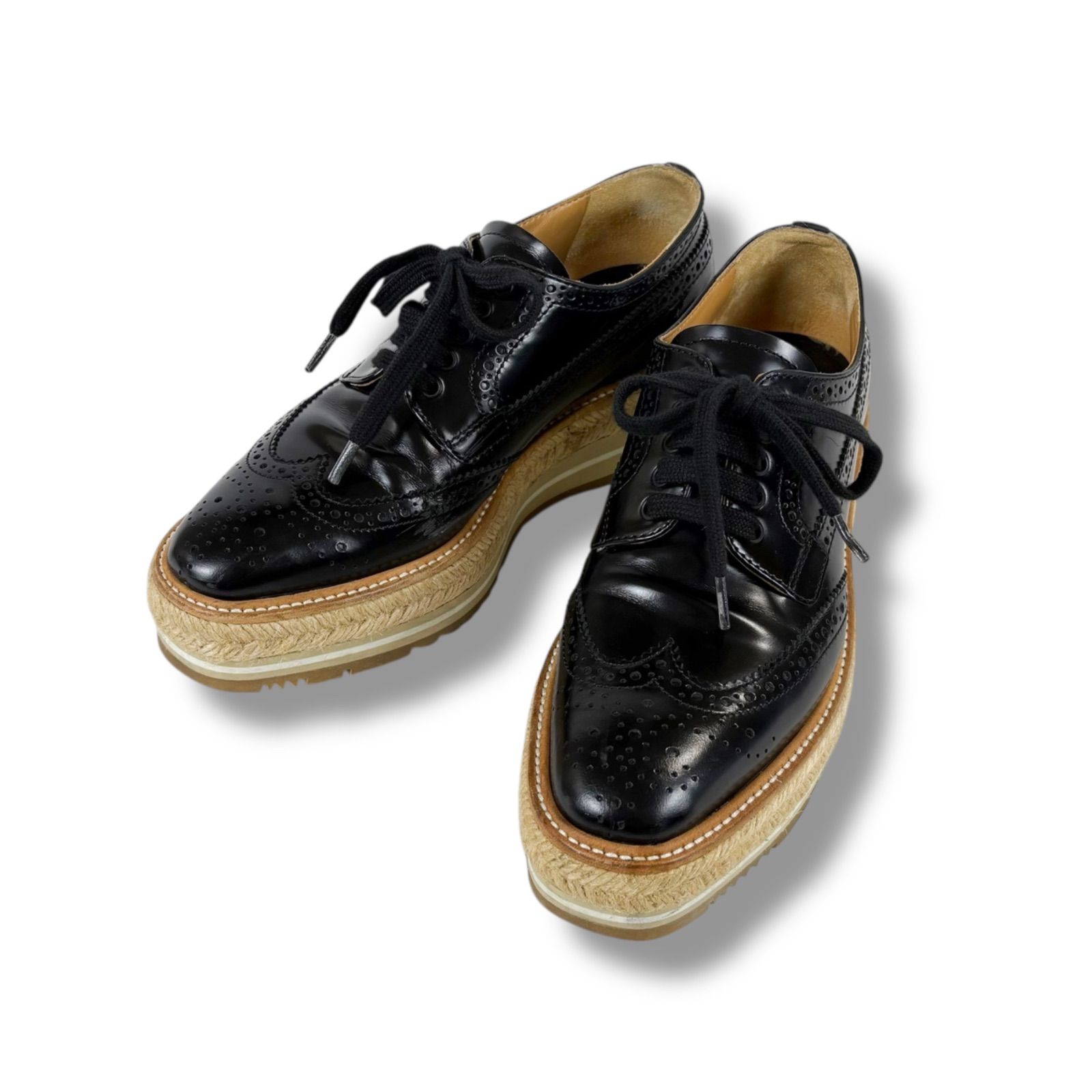 プラダ PRADA ウイングチップ ウィングチップ シューズ 厚底ローファー 