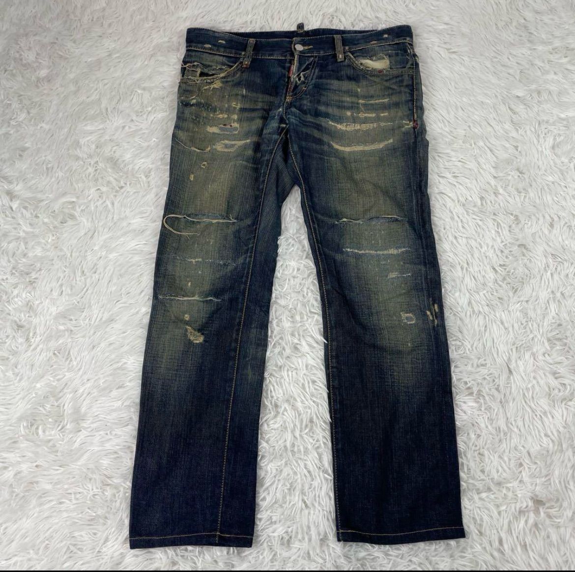 希少 ディースクエアード デニムパンツ ダメージ加工 M 赤タグ