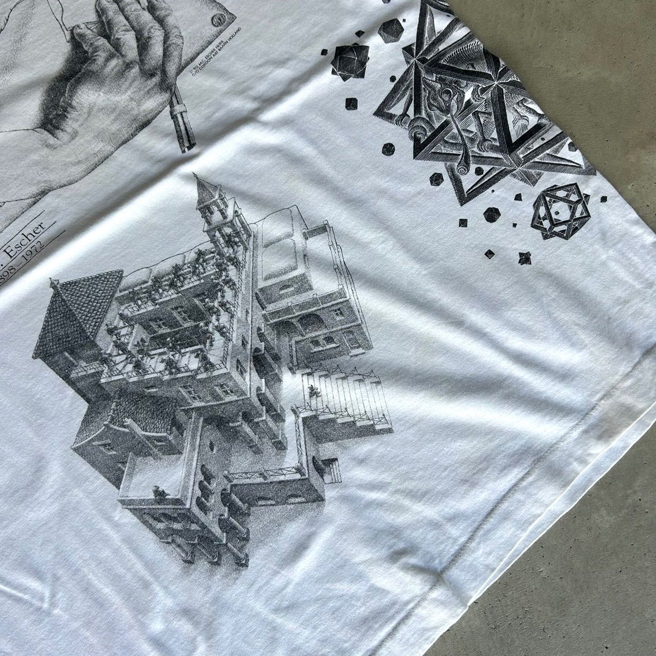 シングル 90s M.C.Escher エッシャー ART Tシャツ 騙し絵 アート 90s 