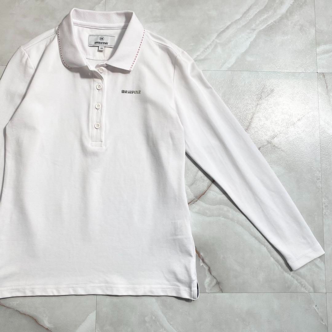 A16521 美品ブリーフィングゴルフ 22ss 3Dロゴ長袖ポロシャツ 白XS