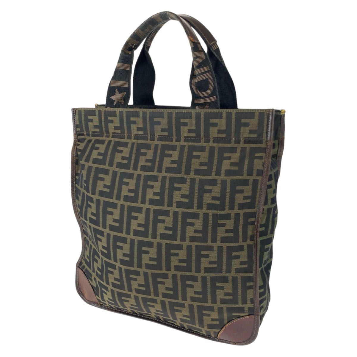 FENDI フェンディ ズッカ ブラウン 茶 キャンバス レザー 2454