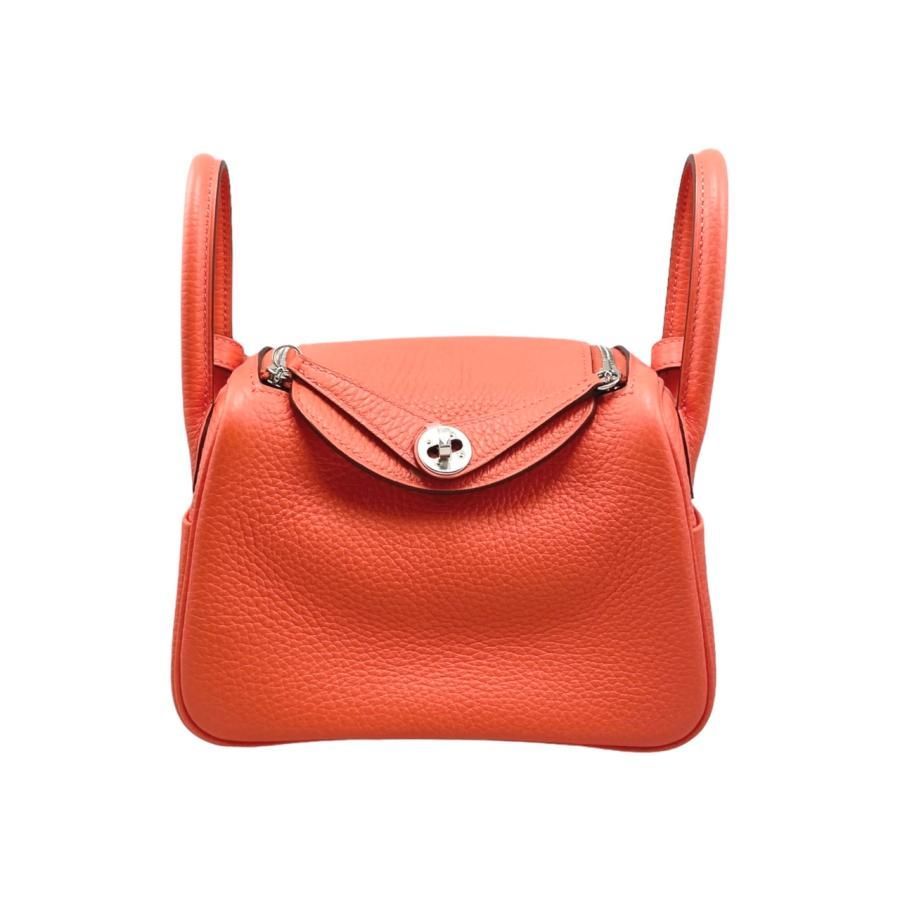 【極美品】HERMES エルメス　リンディ34 □P刻印　赤×オレンジ ハンド 極美品】HERMES エルメス リンディ34 □P刻印 赤×オレンジ