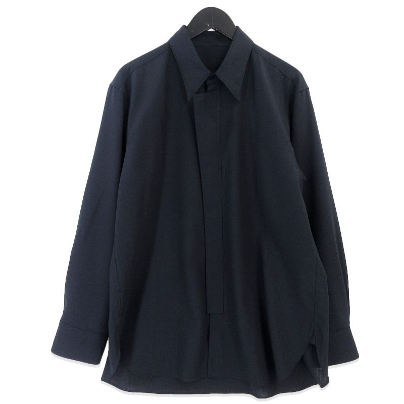 未使用 IRENISA イレニサ ORNAMENTAL FLY FRONT SHIRT IH-23SS-B006-MT レギュラーカラー シャツ DARK NAVY 3 タグ付き20019921