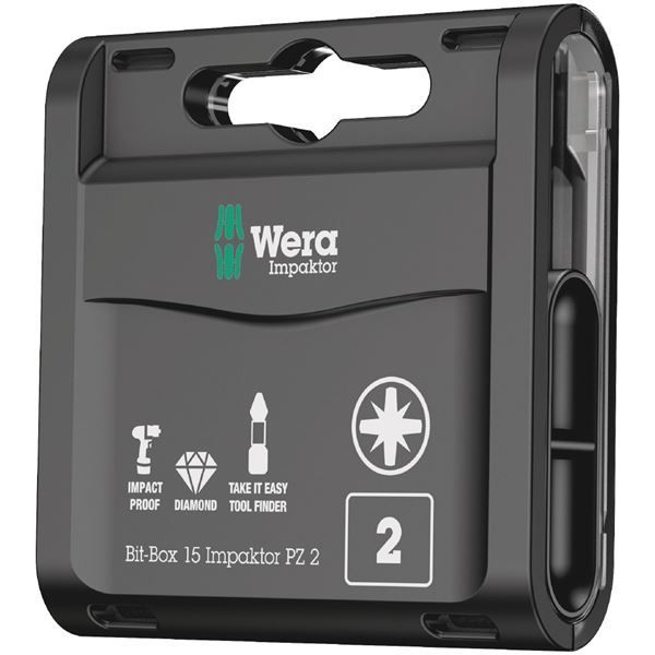 WERA ヴェラ 15本組 差込6.35mm ポジドライブビット セット ビットサイズPZ2 全長25mm 057763 工具 ツール DIY 作業工具 道具