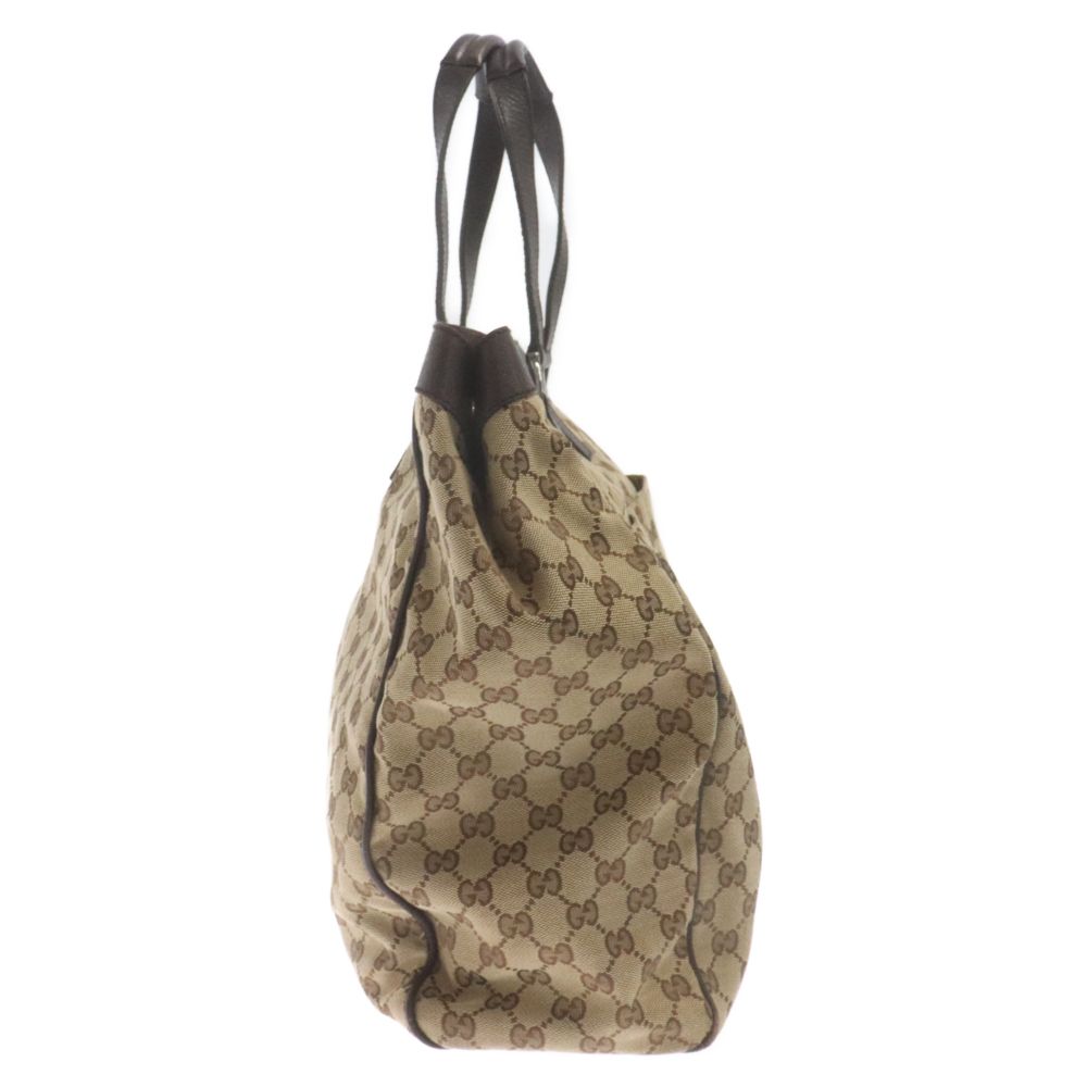 グッチ トートバッグ GG キャンバス　レザー　ブラウンベージュ 【美品】 GGキャンバス 美品 グッチ GUCCI バケツ型 トートバッグ