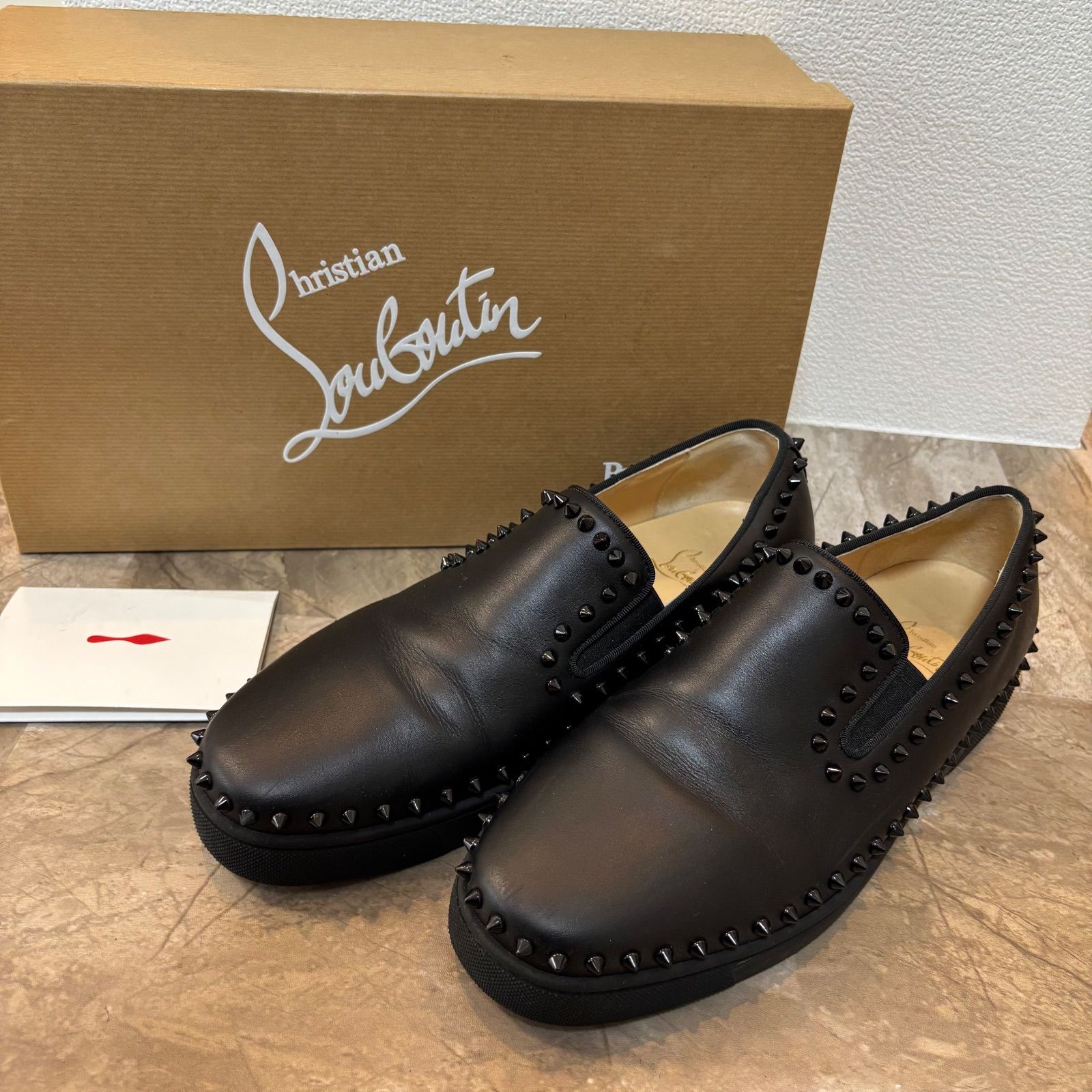 Chistian Louboutin クリスチャン ルブタン メンズ シューズ スリッポン 革靴 ブラック レザー スタッズ 43