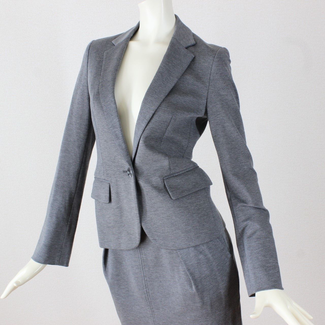 01 ルスーク スカートスーツ 上36 下38 使用感少ない 上S 7号 下M 9号 ストレッチ ジャージー 秋冬春