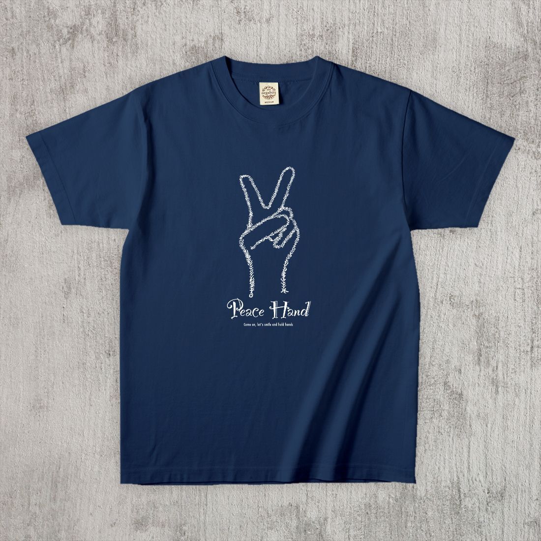 グラフィックTシャツ　Peace Hand Mono / White