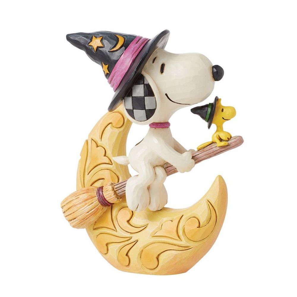 スヌーピー＆ウッドストック ミッドナイトライド ハロウィン ジムショア アンティーク フィギュア Snoopy Witch with Moon Fig ピーナッツ JIM SHORE 正規輸入品 かわいい おしゃれ インテリア 雑貨 人形 ギフト 飾り