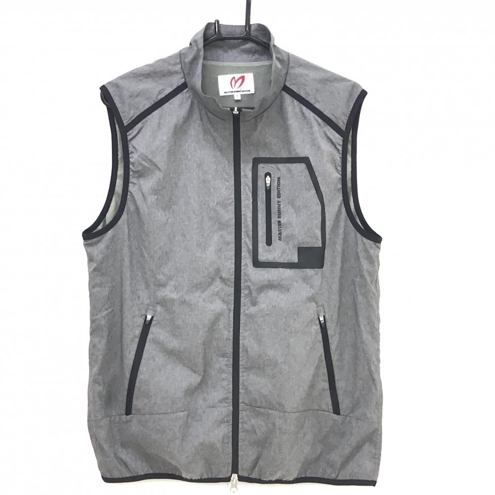 マスターバニー ジップベスト 杢グレー×黒 裏地メッシュ ポケッタブル メンズ 5 L ゴルフウェア MASTER BUNNY EDITION
