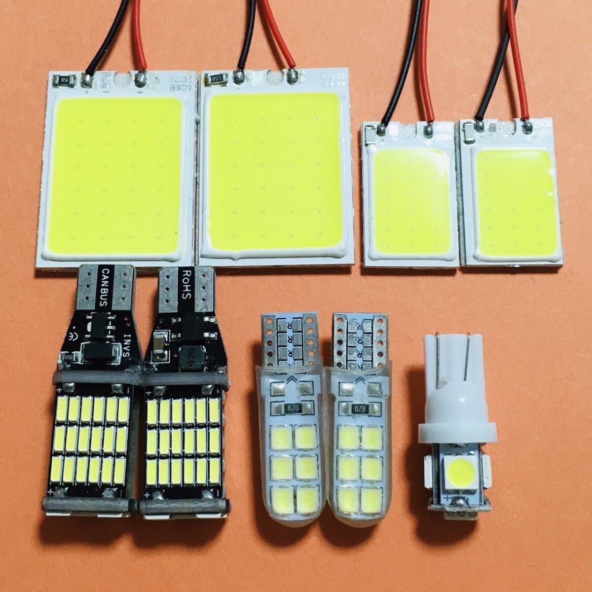 【車検対応】  超爆光 HM1 HM2 バモス T10 LED COB ルームランプ バックランプ ポジション球 ナンバー灯 9個セット ホワイト ホンダ 車用品 送料無料