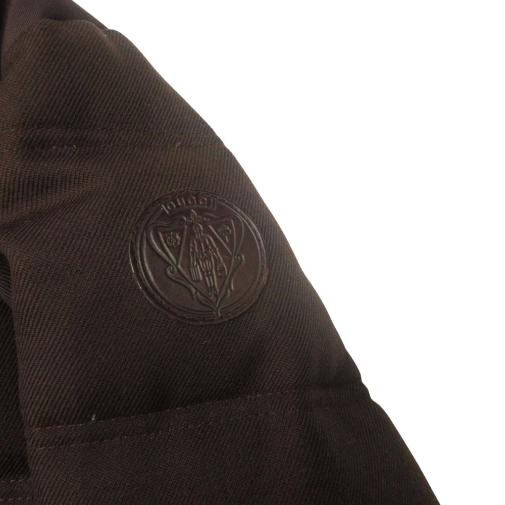 グッチ GUCCI クレストロゴ ダウン ジャケット パーカー ブルゾン フード レザーパッチ ウール 2011年製 48 茶 ブラウン メンズ 古着 KANDAIZUMI_COM