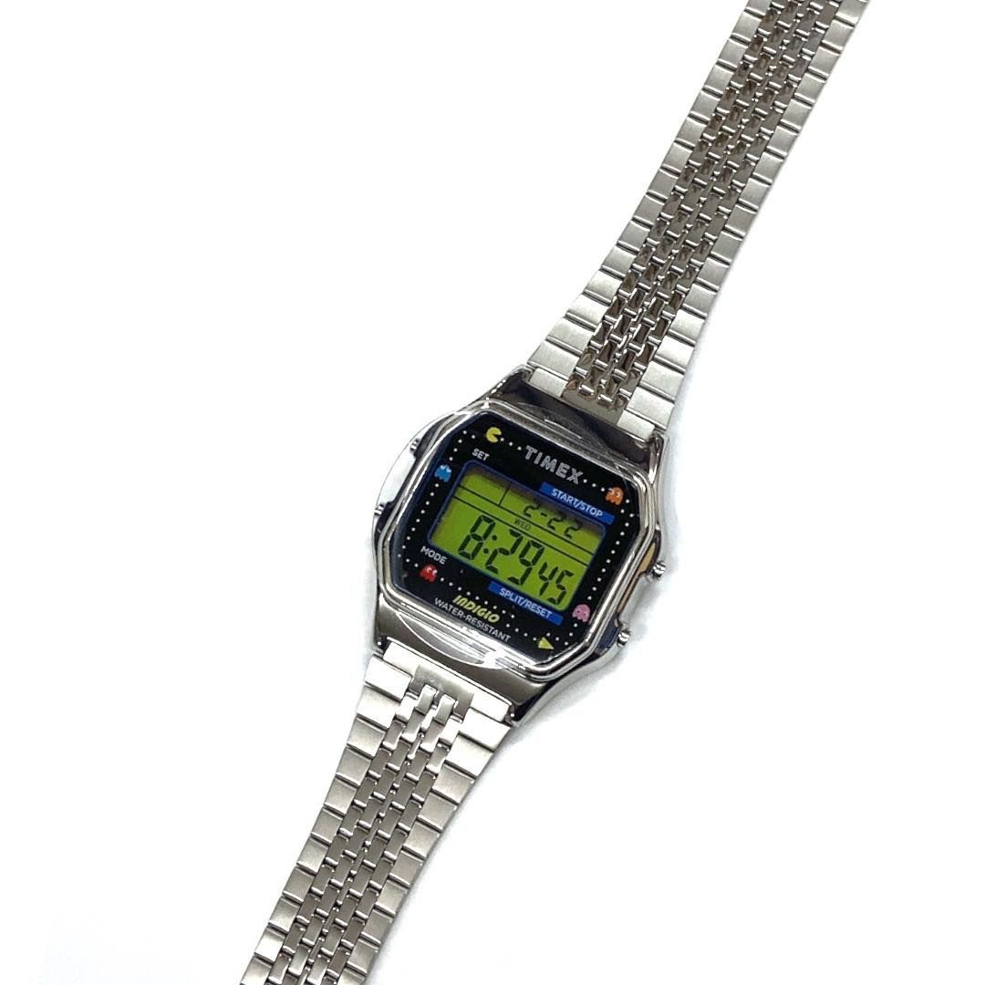 日本入荷未使用品 40周年モデル TIMEX T80 × PACMAN TW2U31900 タイメックス パックマン ウォッチ 腕時計 デジダル ステンレススチール シルバー タイメックス