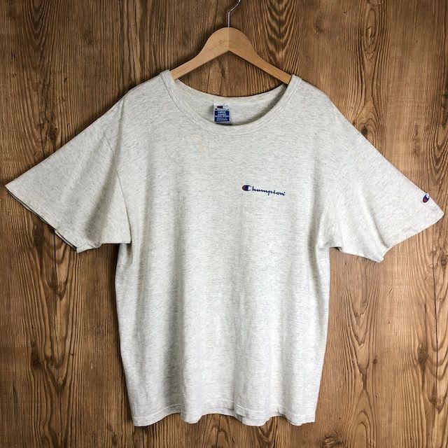 USA製 90s VINTAGE CHAMPION 霜降り ロゴ プリント Tシャツ シングルステッチ メンズ Lサイズ 90年代 アメリカ製 ヴィンテージ ビンテージ ストリート アメカジ 古着 e24060903