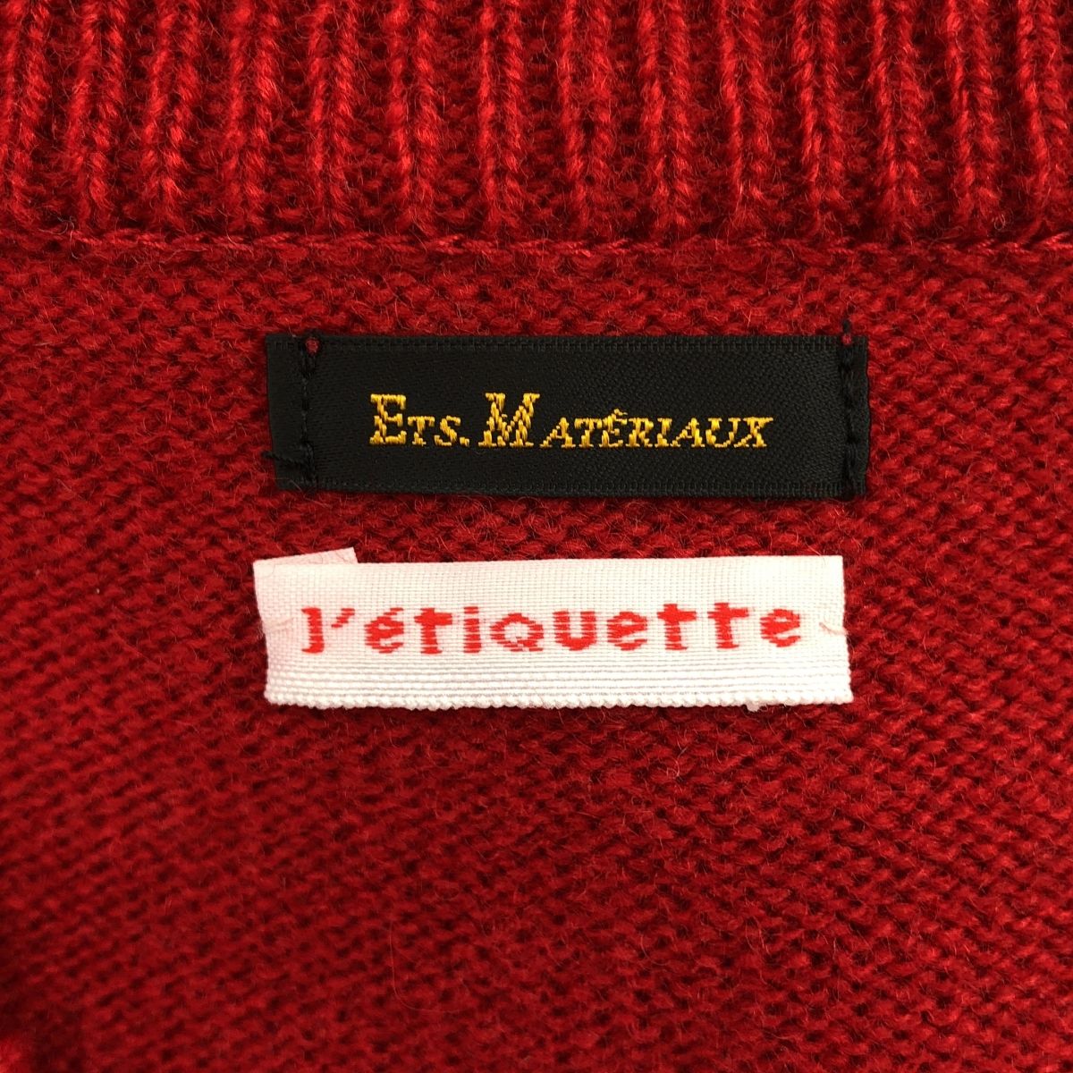 【美品】  ETS.MATERIAUX / マテリオ | 2024AW | × Letiquette FRENCH ARMY V-KNIT ウール フレンチアーミー Vネックニット | 3 | レッド | メンズ 美品】 ETS.MATERIAUX / マテリオ | 2024AW | × Letiquette FRENCH