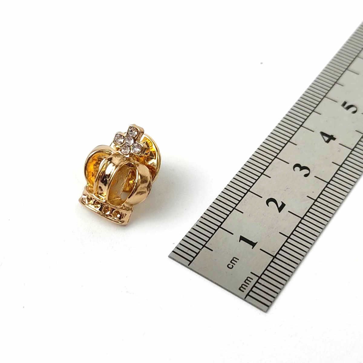 クラウン 王冠 立体 3D ピンバッジ ゴールド 1.2cmX1.6cm ピンズ
