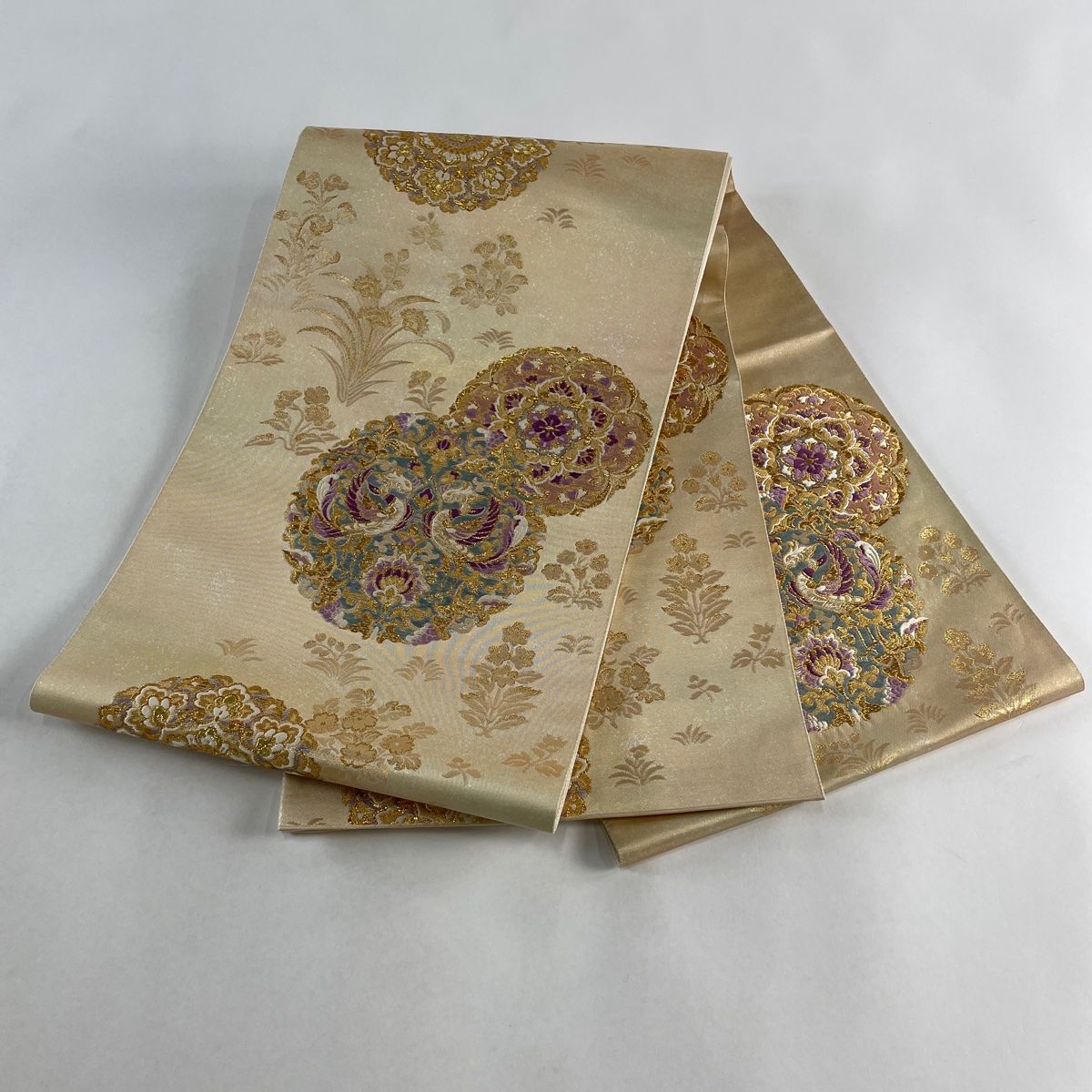 袋帯 美品 逸品 じゅらく 落款 じゅらく帝王紫 向かい鳳凰 華文