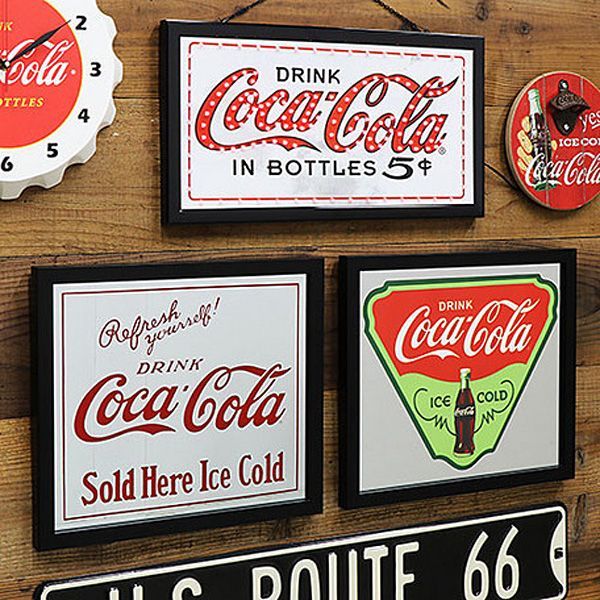 ビンテージ　コカコーラ　パブミラー　置物　インテリア　工芸品　美術品　A2896 ビンテージ コカコーラ パブミラー 置物 インテリア 工芸品 美術品