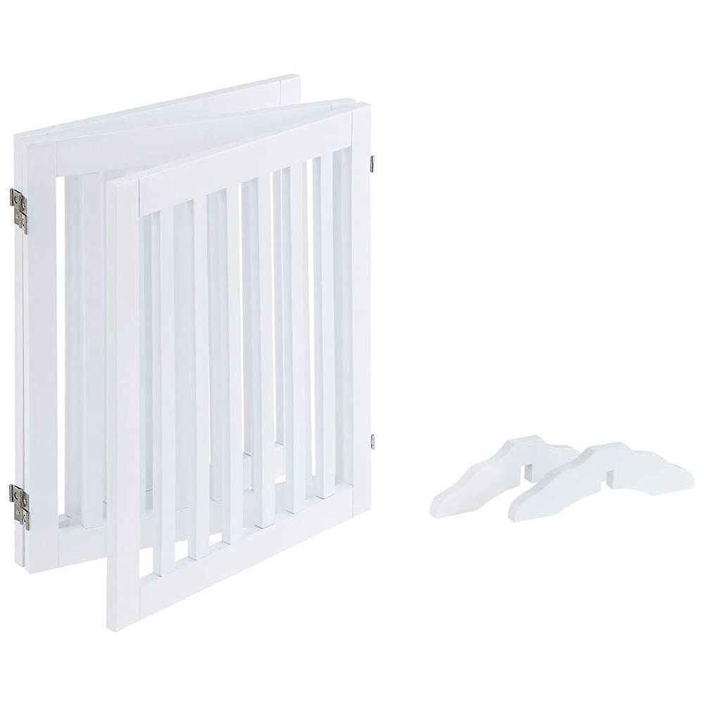 購入 人気☆彡、白い 木製犬用ゲート、折り式バリア、ペット用家具