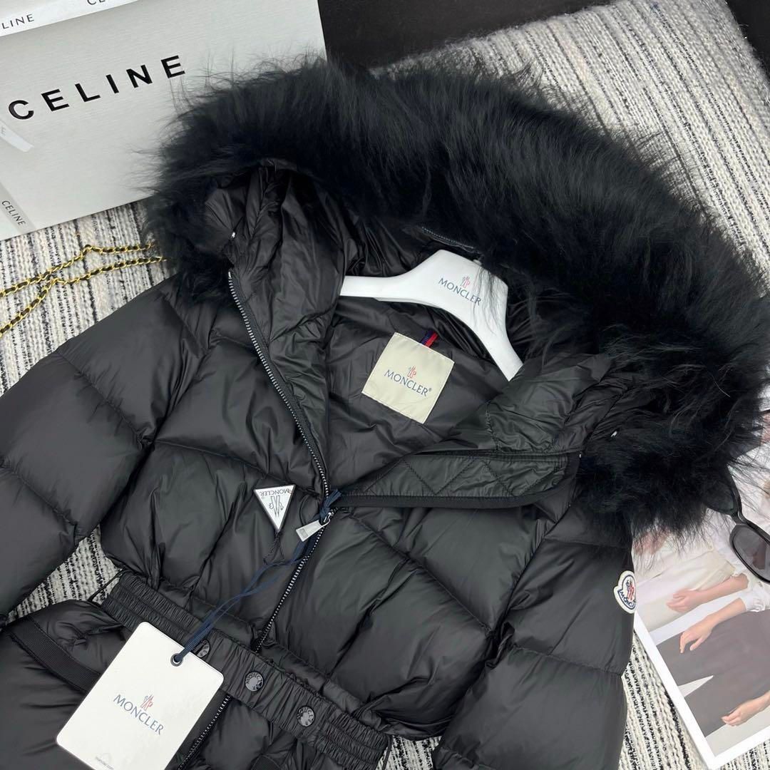 【MONCLER】ウエストバンド フード付 ダウンジャケット MONCLERモンクレール 黒 ダウンジャケット フード付き ウエスト