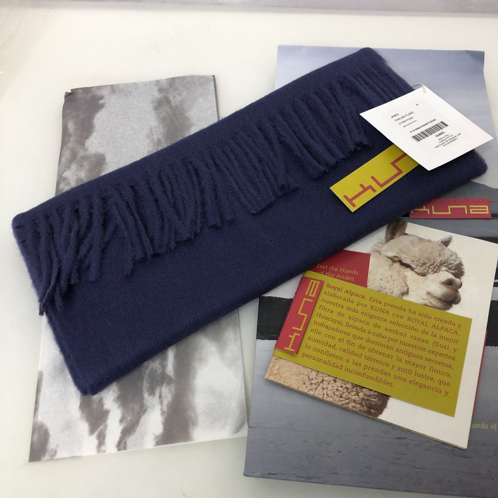 新品】KUNA クーナ マフラー ロイヤルアルパカ100% ブルー系