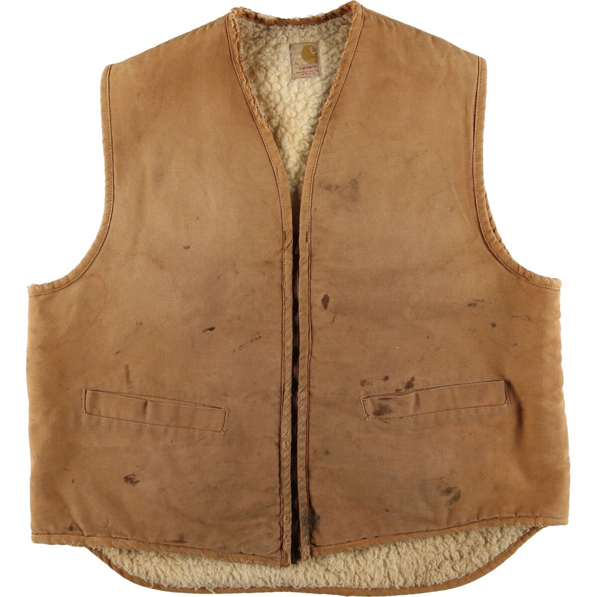 める　vintage 70's Carhartt ダックベスト　USA製 70s Carhartt ダックベスト USA製 裏ボアXL スコービルジップ