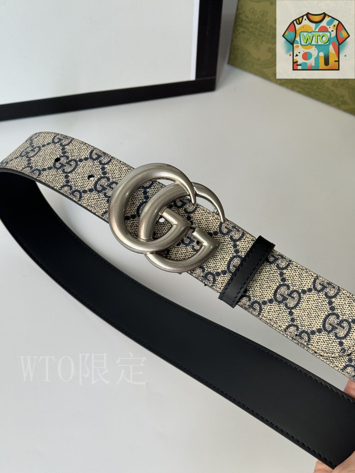 今日WTO】Gucci グッチ ダブル G レトロ回転バックル ベルト-1