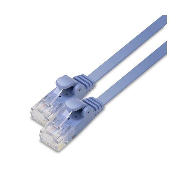 （まとめ） エレコム LANケーブル／CAT6／フラット／5m／ブルー LD-GF2／BU5 〔×5セット〕