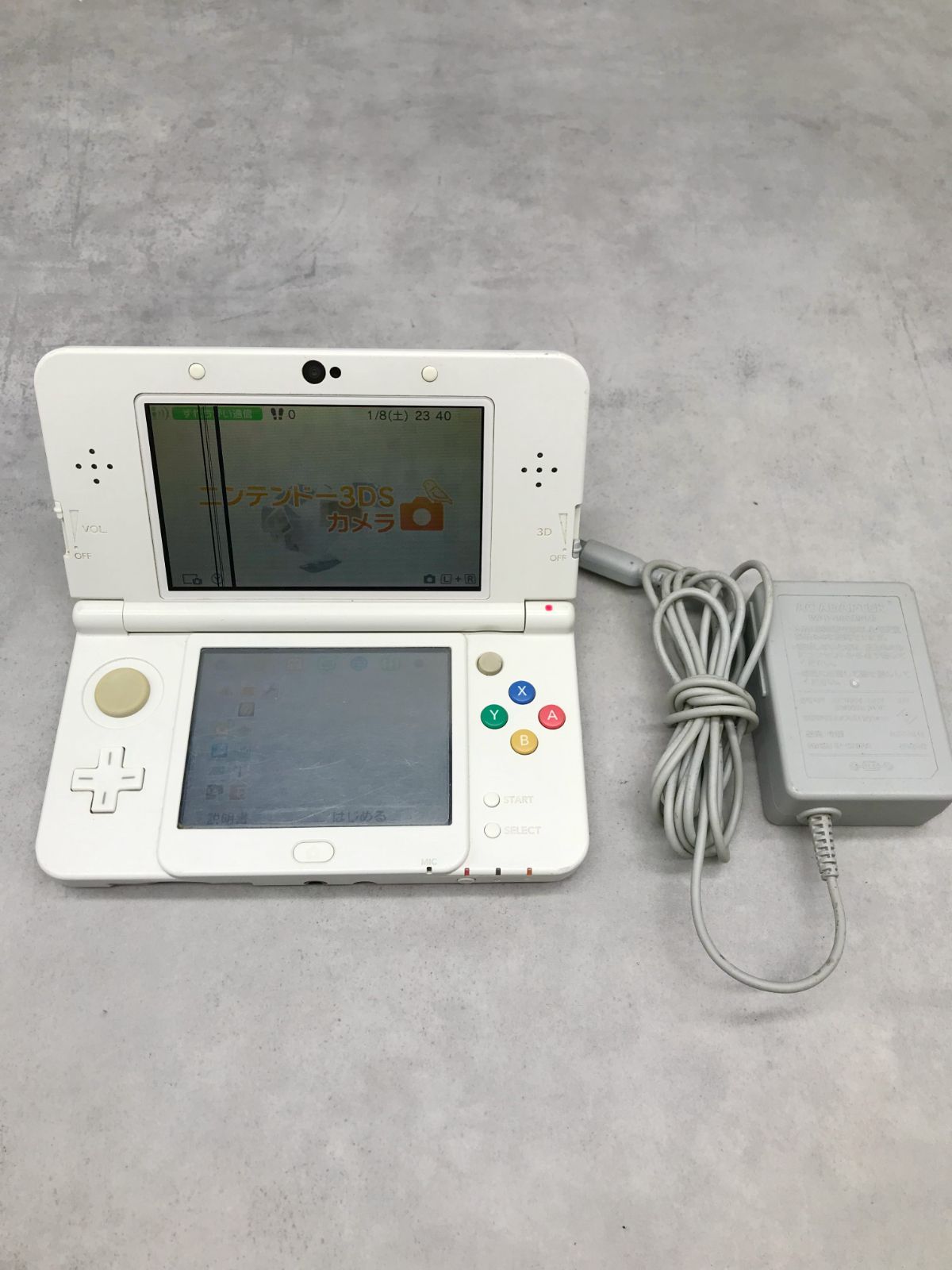 MK65△new Nintendo ニンテンドー 3DS 本体 KTR-001 ホワイト 白 アダプター付き 通電のみ ジャンク