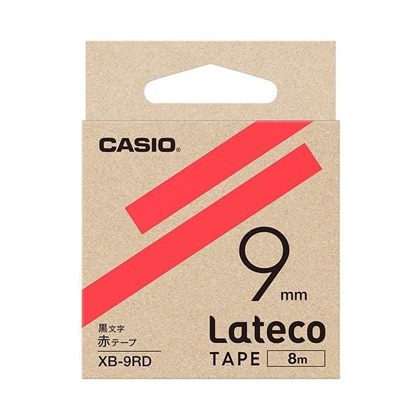 （まとめ）カシオ ラテコ 詰替用テープ9mm×8m 赤/黒文字 XB-9RD 1個