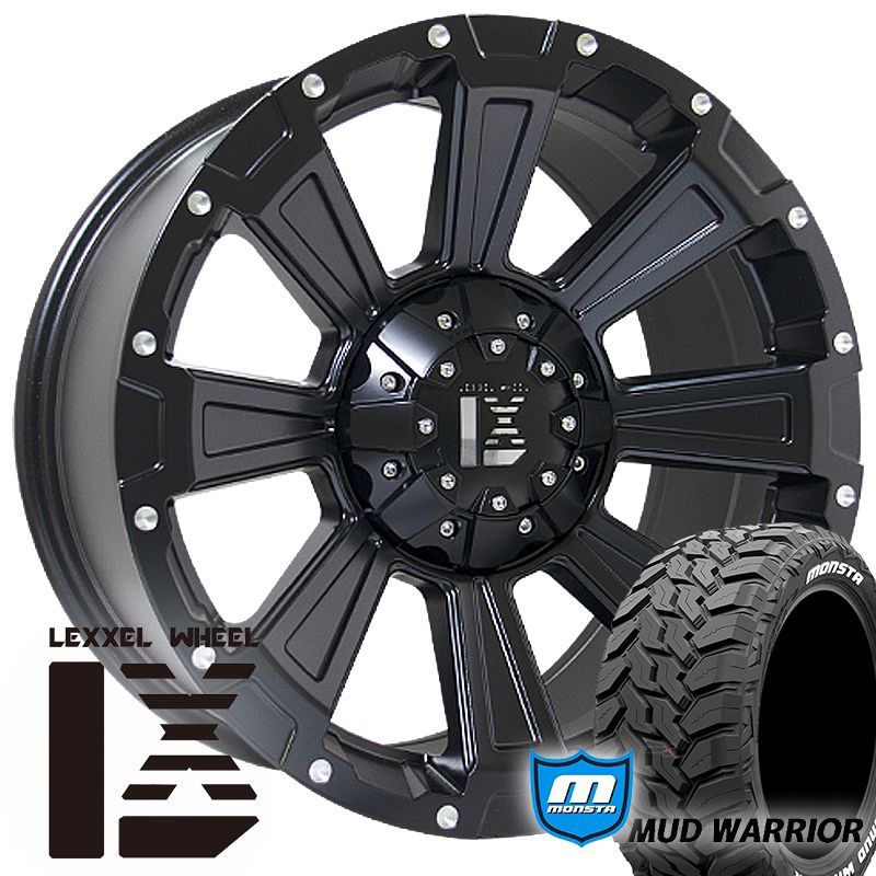 夏タイヤセット ラングラー（JK，JL）17インチ タイヤホイールセット MONSTA MUDWARRIOR 265/70R17 265/65R17  ホワイトレター 4本セット 1台分